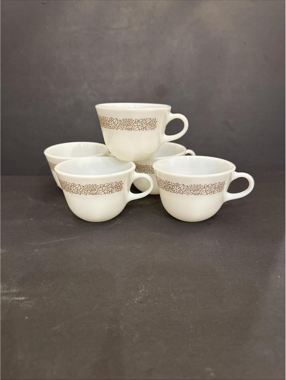 Vintage (5) Corelle Woodland Brown Cup Set